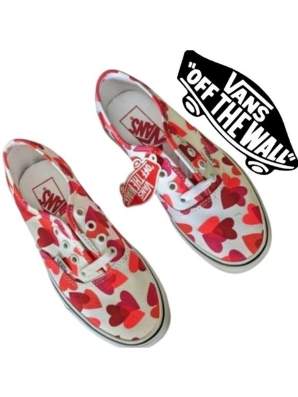 Vans Authentic Valentine Hearts Girls 3.5 Youth VNOA348A40Q Red and White 0926